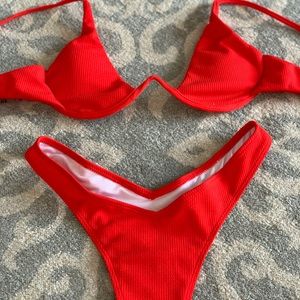 Shein Red plunge bikini